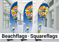 Beachflags drucken - wir bieten 3 Formen und HÃ¤hen zwischen 2 m und 5 m