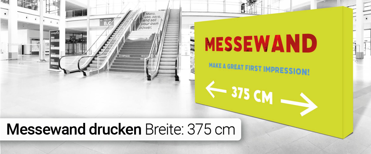 Jetzt Faltdisplay-Messewand in 375 cm Breite günstig drucken!<br />
