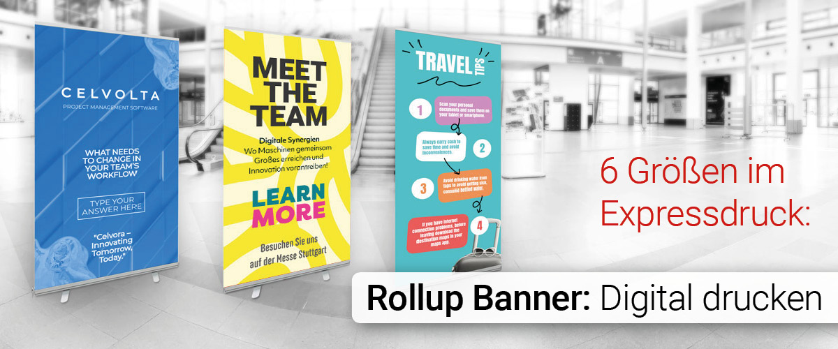 Rollup Banner Unterschleissheim 85 x 200 cm und 100 x 200 cm im Expressdruck